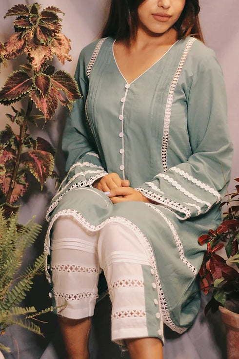 Roop Pastel Green Pakistani Style Kurta Set